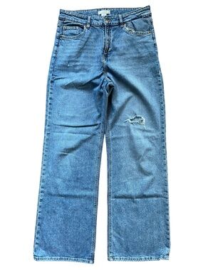H&M Distressed High-Waisted Wide Leg Jeans